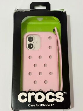 CROCS Pink Soft-Touch iPhone 17 Case with Strap